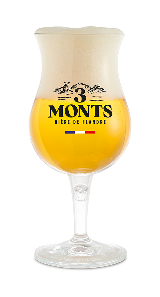 verre de bière blonde de la brasserie 3 Monts