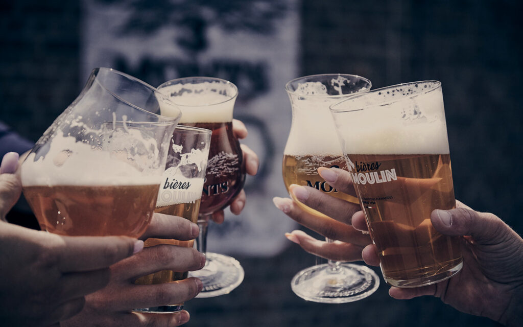 Verres de bière des marques de la Brasserie 3 Monts